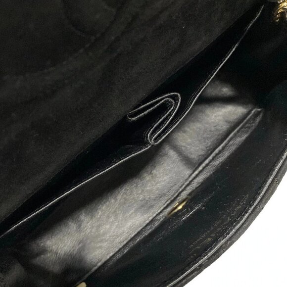 Auth CHANEL Mini Matelasse Black Suede Shoulder Bag Gold hardware - Picture 12 of 15